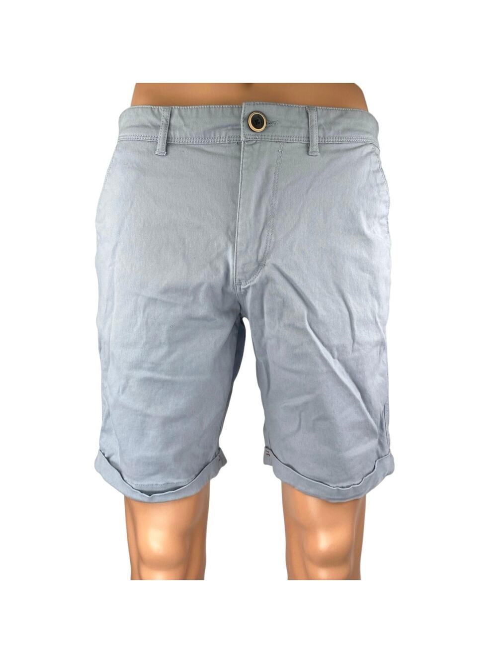 The Roadster Life Co Men's Blue Bermuda Cuffed Chino Khaki Casual Shorts Size 32